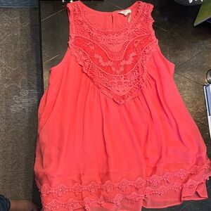 Coral long drapy blouse